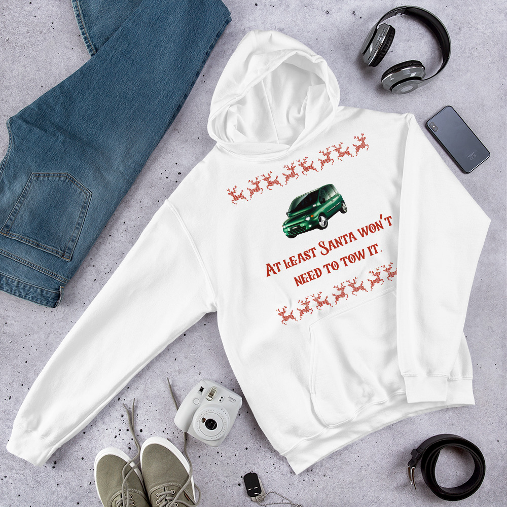 Multipla Unisex Kapuutsiga Pusa - "At Least Santa Wont't Need To Tow It"